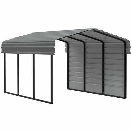 ARROW STORAGE PRODUCTS Galvanized Steel Carport, W/ 1-Sided Enclosure, Compact Car Metal Carport Kit, 10'x15'x7', Charcoal CPHC101507ECL1